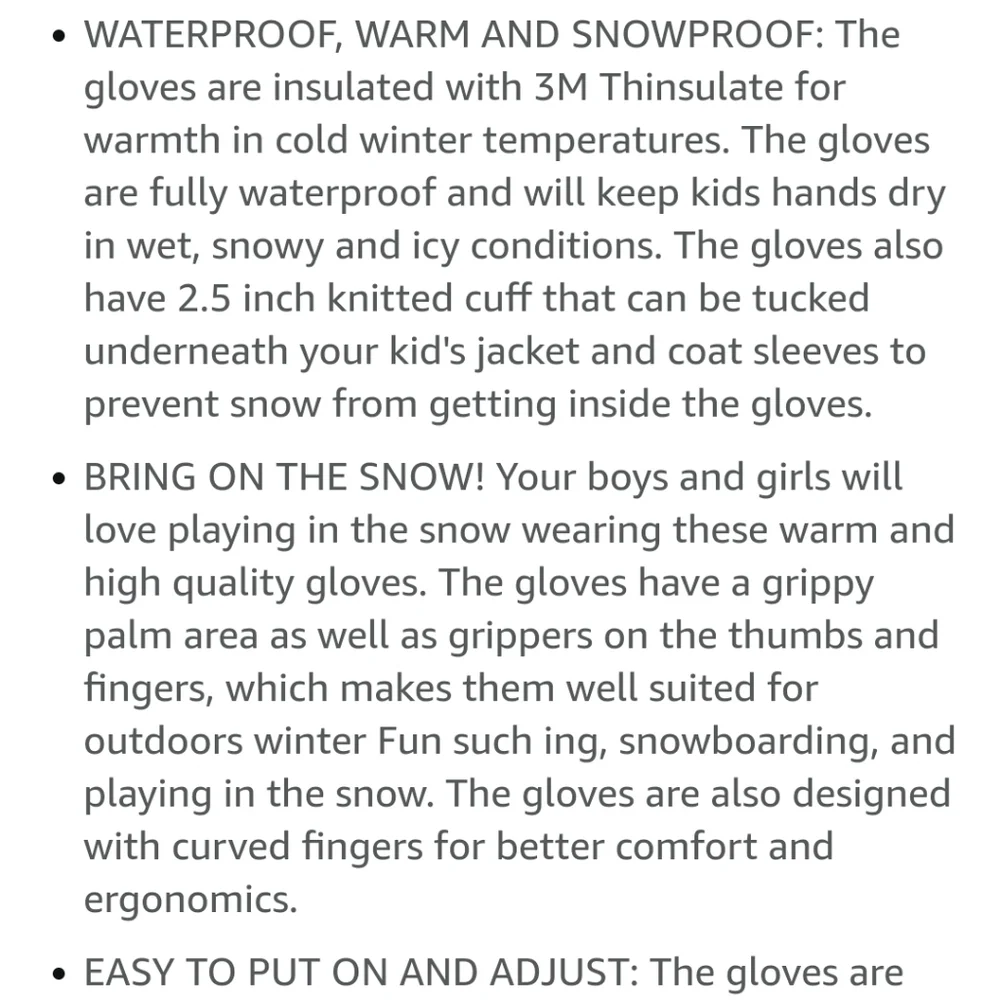 N'Ice Caps kids waterproof winter thinsulate gloves - black